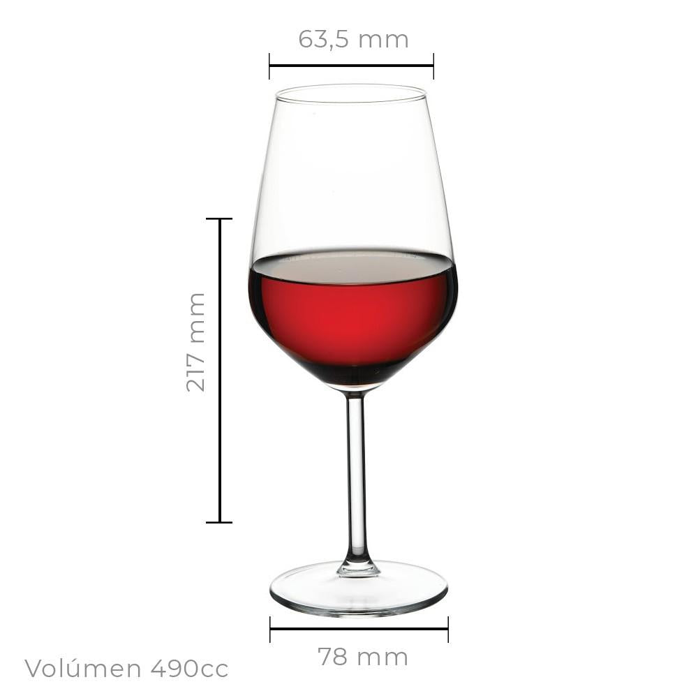 Set De 6 Copa Vino Tinto 490 Cc. Linea Allegra