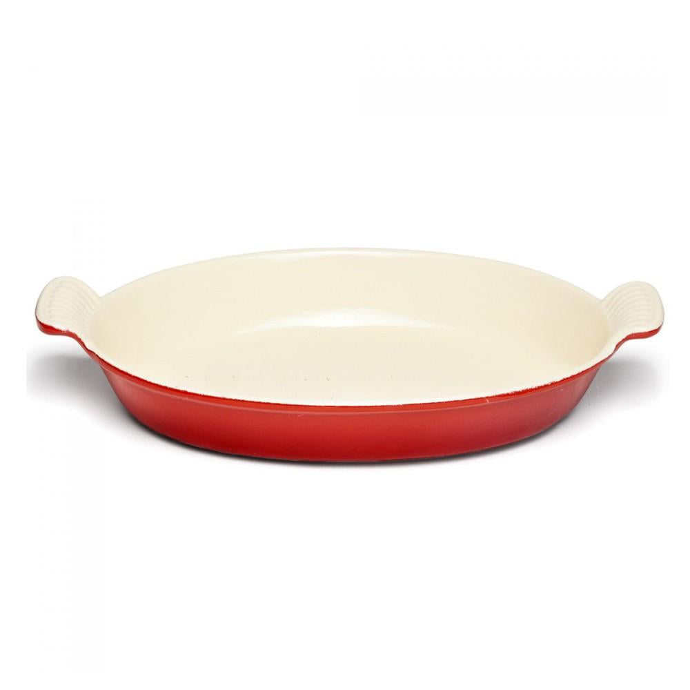 Plato De Hierro Enlozado Ovalado Rojo 26 Cm