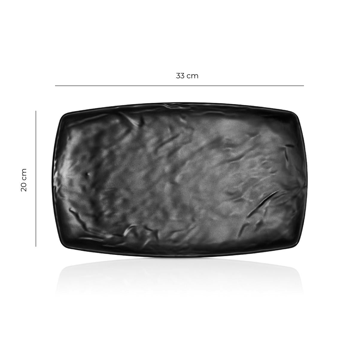 Plato Melamina Rectangular Negra 20x33 Cm Línea Carre