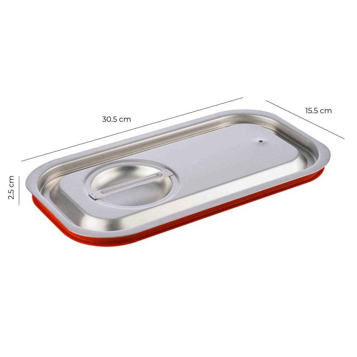 Tapa Contenedor Gastronómico Acero Inoxidable GN 1/3 Silicona Linea Premium