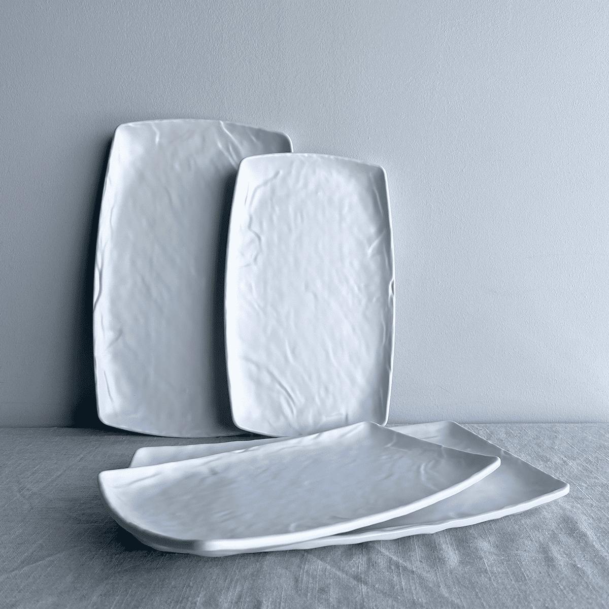 Plato Melamina Rectangular Blanca 20x33 Cm Línea Carre