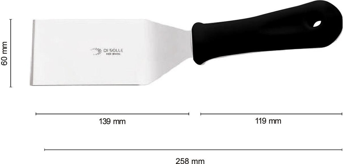Espátula Curva 6 Cm Mango Negra Línea Durafio