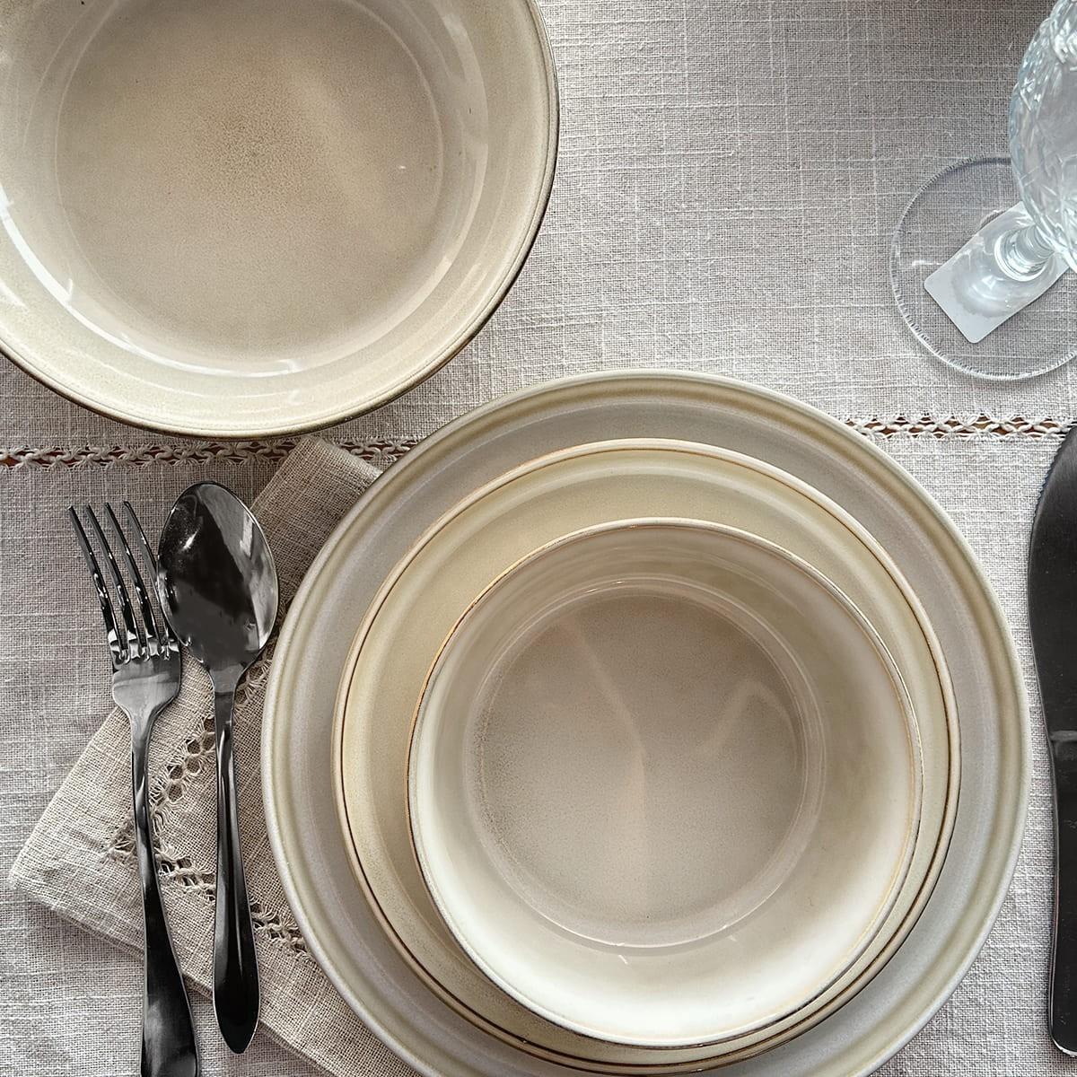 Set 6 Platos Redondo Ceramica 26.5 Cm Beige Linea Oslo