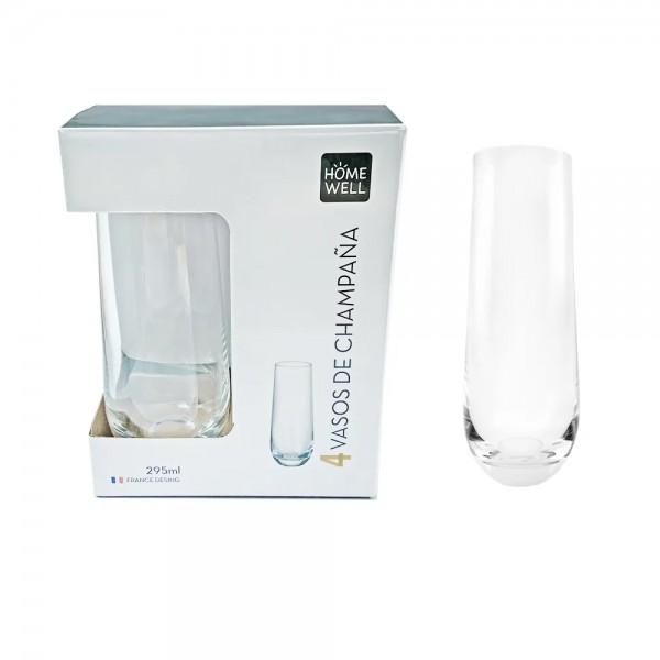 Set Vasos De Champaña 295 Ml 4 Unidades