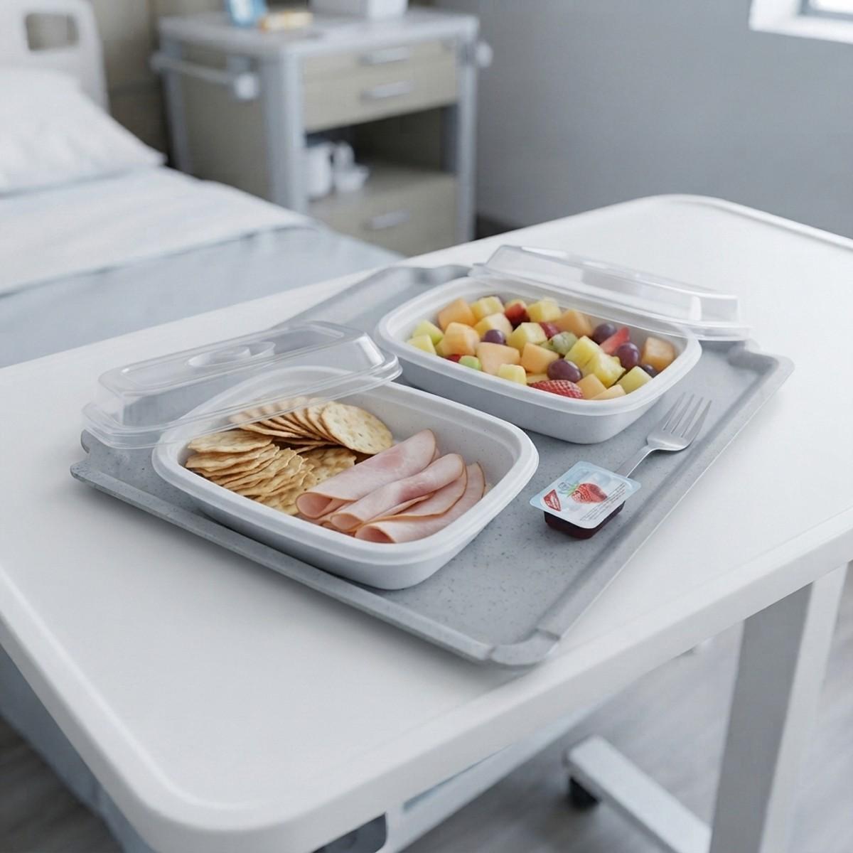 Bandeja Para Paciente De Desayuno 32,5 X 26,5 Cm Gris