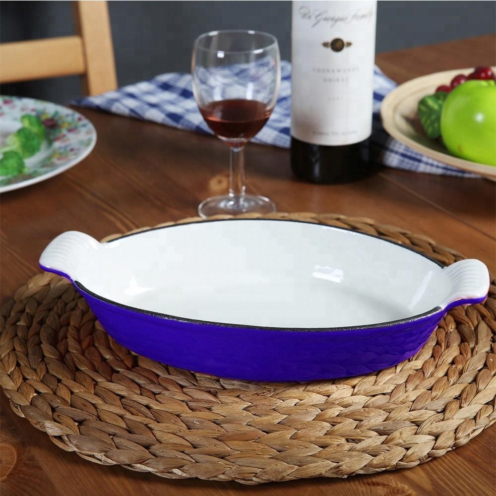 Plato De Hierro Enlozado Ovalado Azul 26 Cm