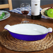 Plato De Hierro Enlozado Ovalado Azul 26 Cm