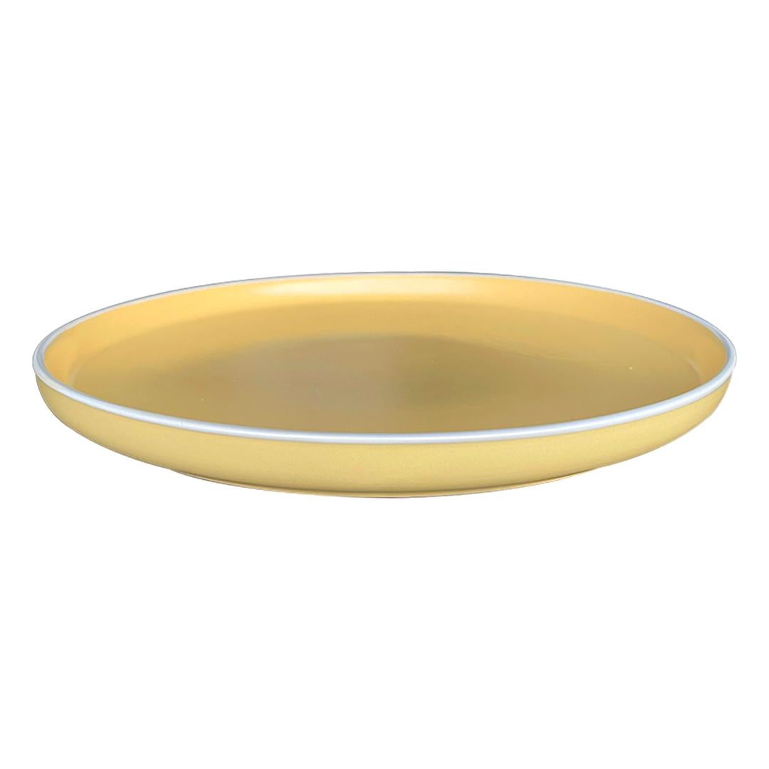 Set De 4 Plato Principal Ceramica Rustica 27 Cm Amarillo Lin