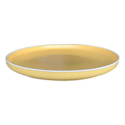 Set De 4 Plato Principal Ceramica Rustica 27 Cm Amarillo Lin