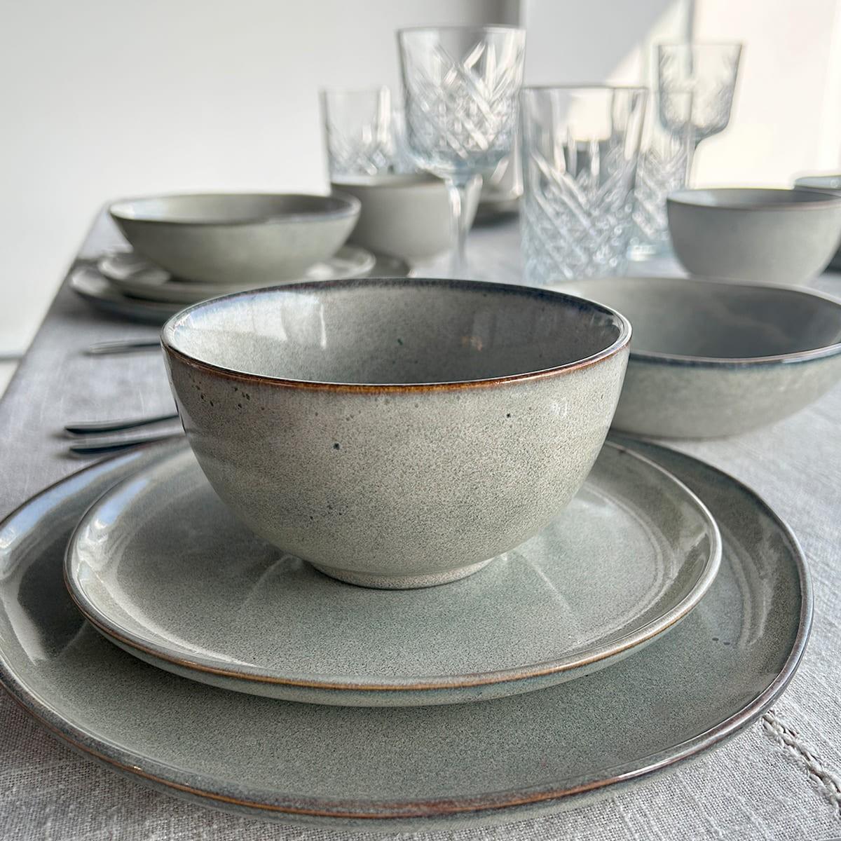 Set 6 Bowl Redondo Ceramica 14X8 Cm Gris Linea Laos