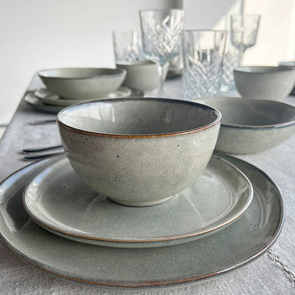 Set 6 Bowl Redondo Ceramica 14X8 Cm Gris Linea Laos