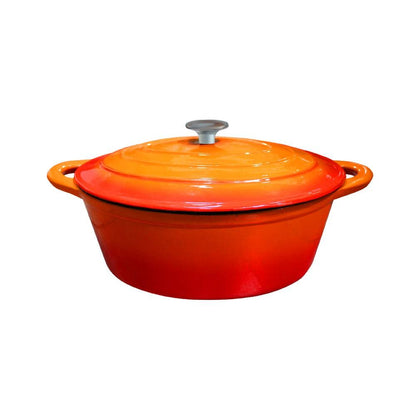 Olla Hierro Fundido Ovalada Naranja 34x26x13.5 Cm