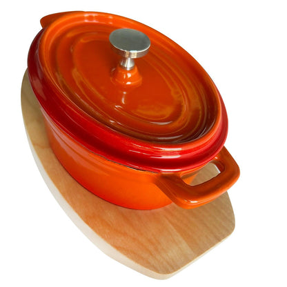 Mini Olla Hierro Enlozado Ovalada Naranja 15.5X9.2X4.8 Cm