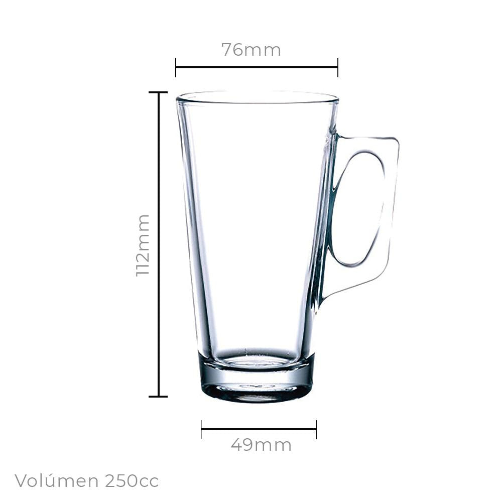 Taza Vidrio Con Aza Modelo Vela 250 Cc