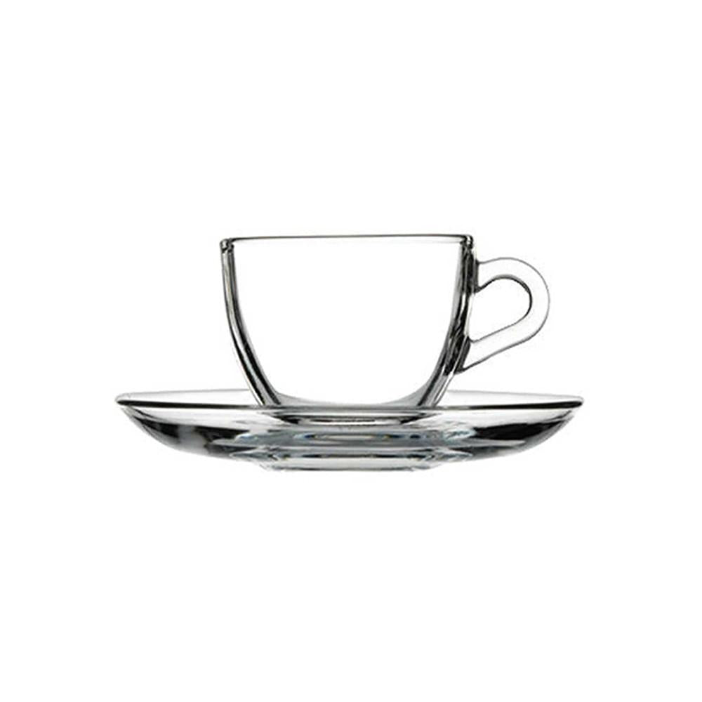 Taza Café Vidrio Lisa Con Plato 90 Cc