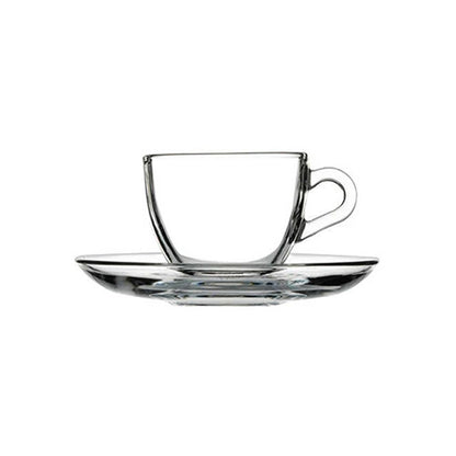Taza Café Vidrio Lisa Con Plato 90 Cc