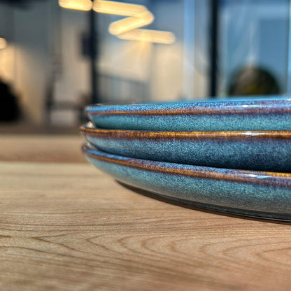 Set 6 Platos Redondo Ceramica Azul 21 Cm Linea Efes