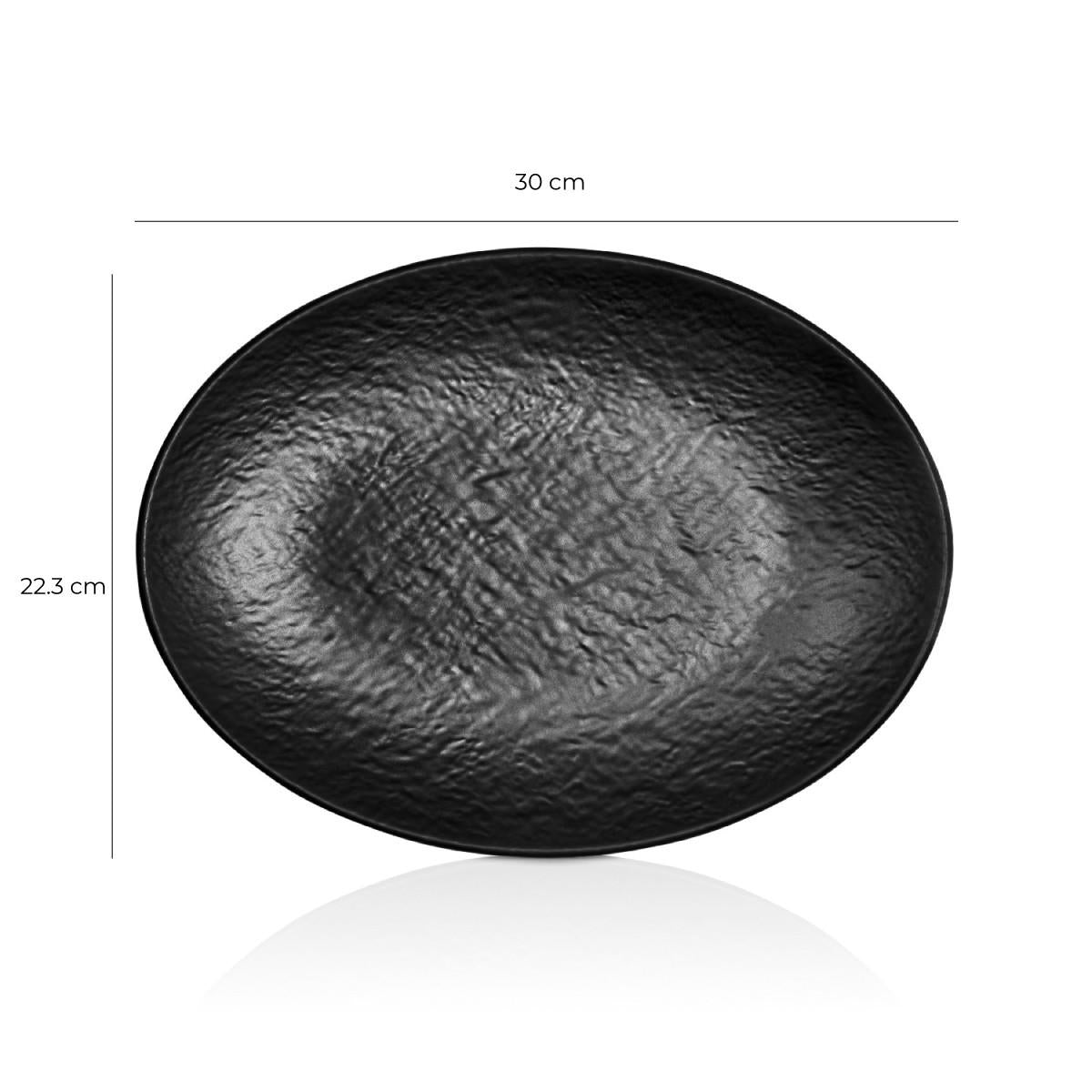 Plato Melamina Ovalado Negra 30x 22.3Cm Línea Tilda
