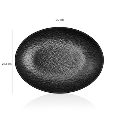Plato Melamina Ovalado Negra 30x 22.3Cm Línea Tilda