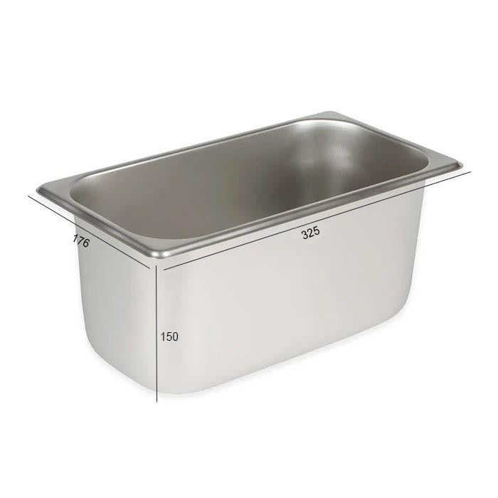 Contenedor Gastronómico Acero Inoxidable GN 1/3 x 15 Cm Linea Premium