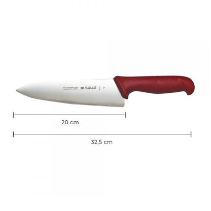 Cuchillo Medio Golpe 20 Cm Mango Rojo Línea Durafio