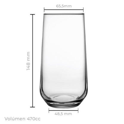 Set De 6 Vaso Refresco Alto 490 Cc. Linea Allegra