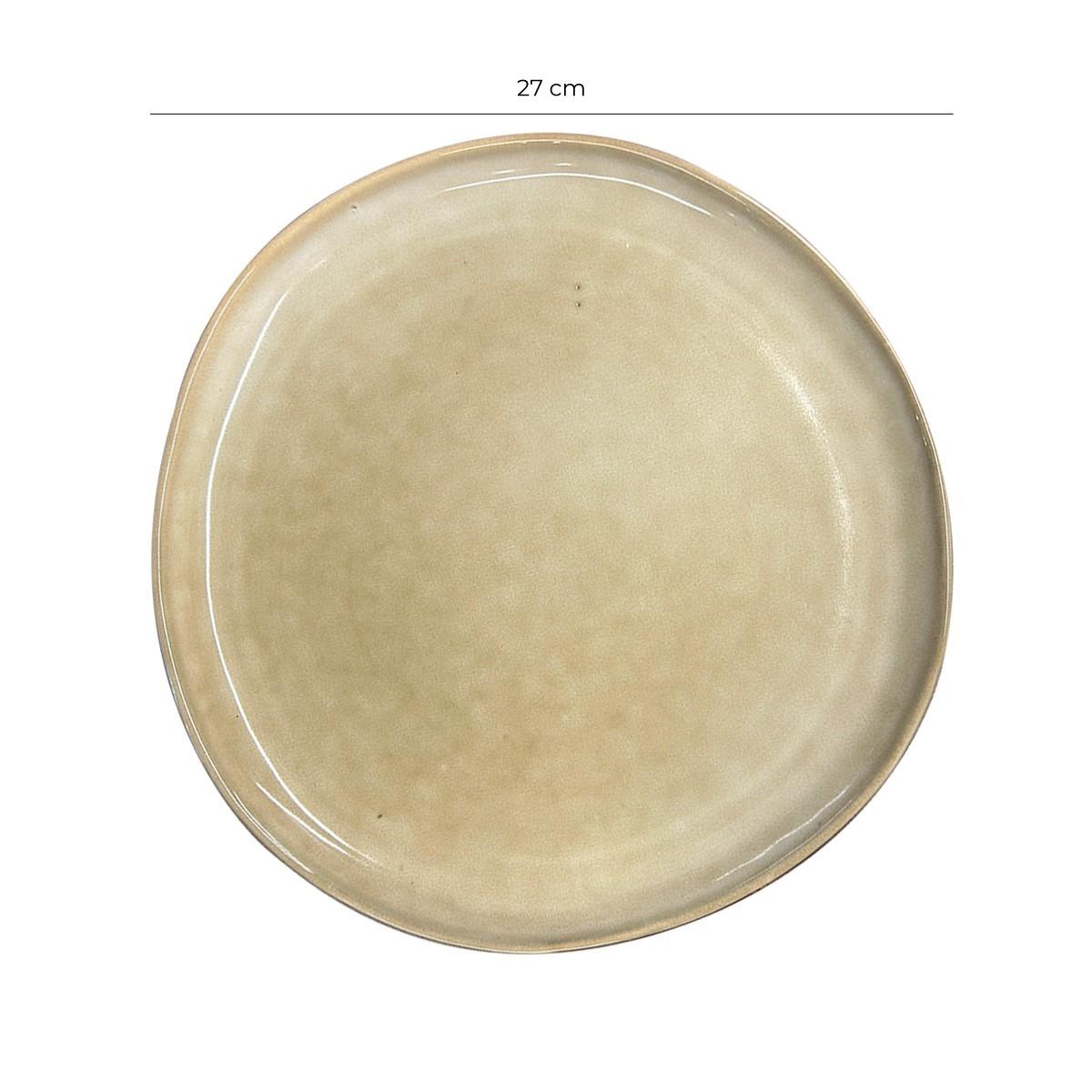 Set De 6 Plato Redondo Ceramica 26.5 Cm Arena Línea Rustica