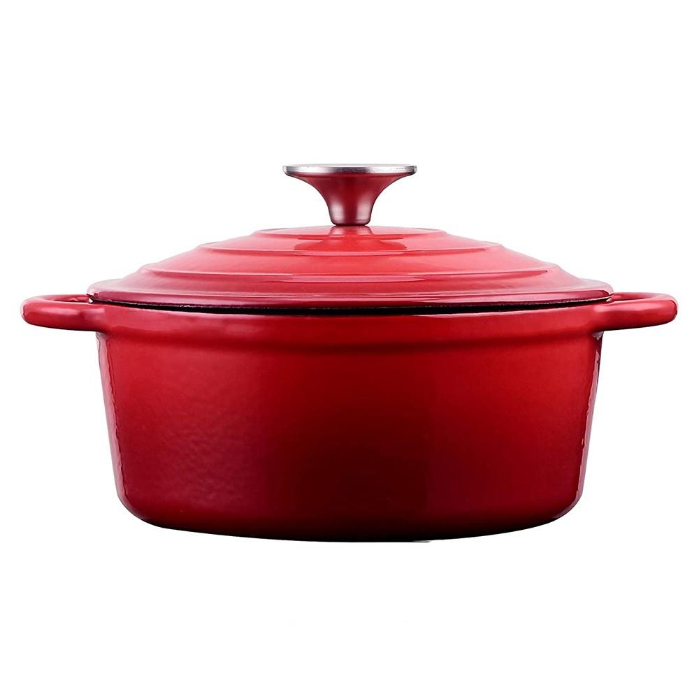 Olla Hierro Fundido Redonda Roja 24x12 Cm