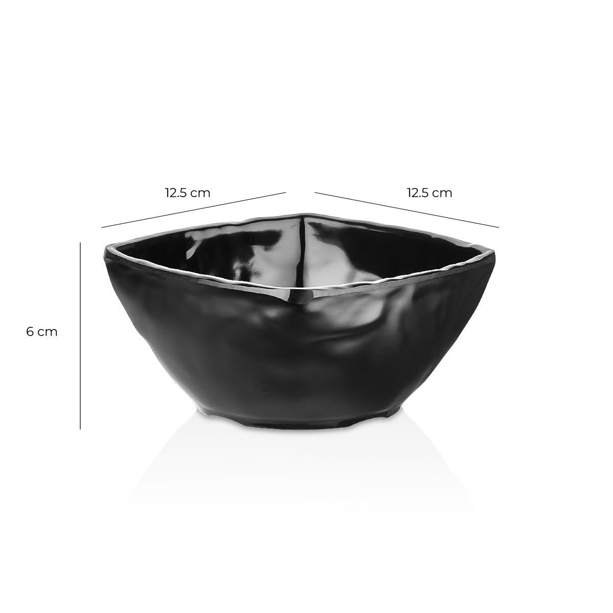 Set de 6 Bowls Melamina Cuadrado Negra 12.5x12.5 Cm Línea Carre