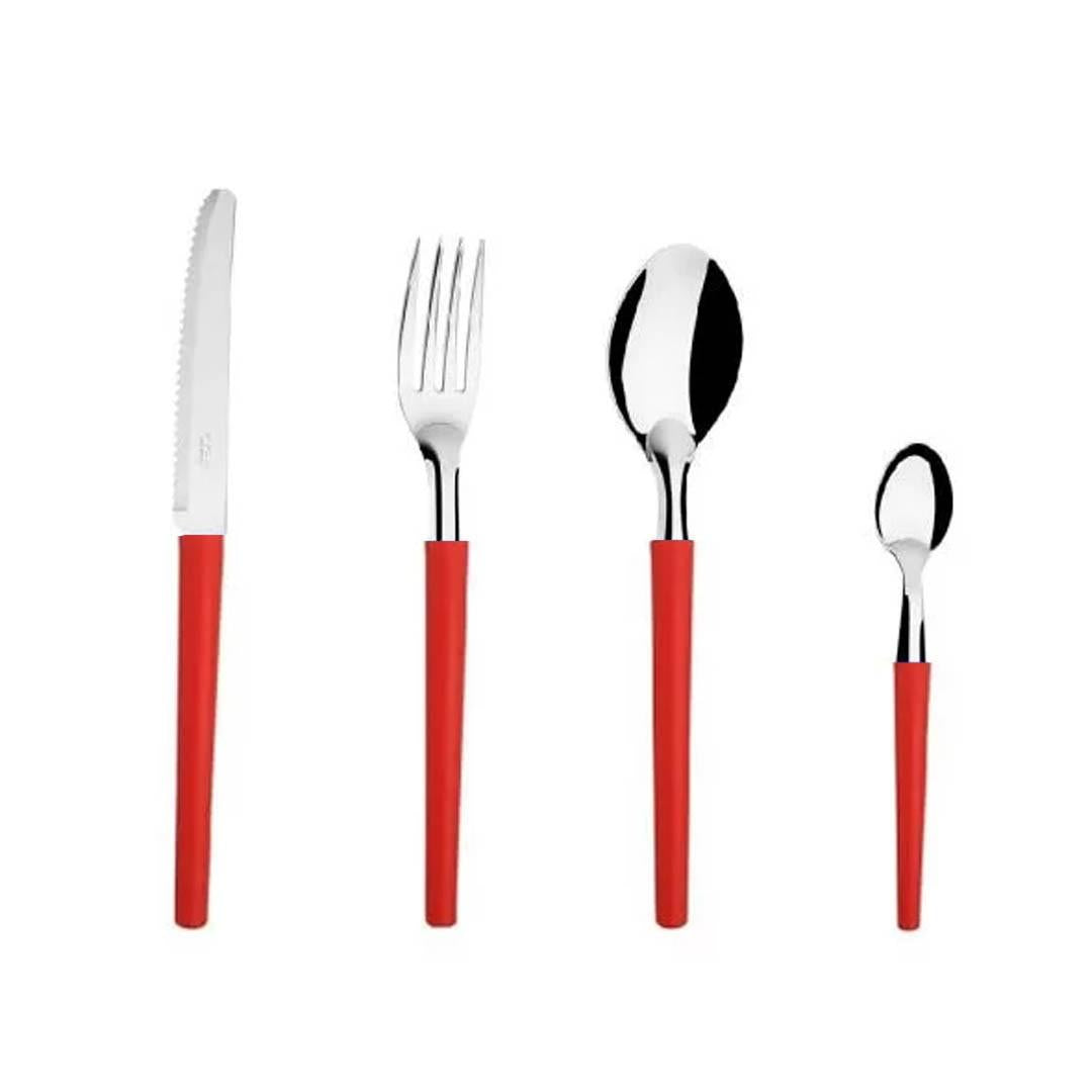 Pack Cubiertos 24 Piezas Rojo