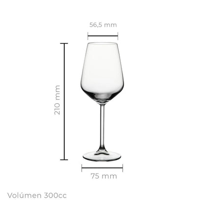 Set De 6 Copa Vidrio Vino Blanco 300 Cc. Línea Allegra