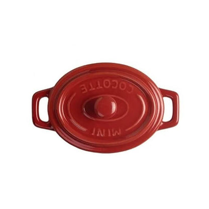 Mini Olla Ovalada Cerámica Roja