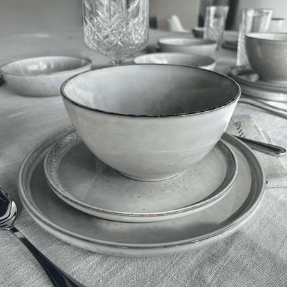 Set 6 Bowl Redondo Ceramica 18X9.5 Cm Gris Linea Oslo