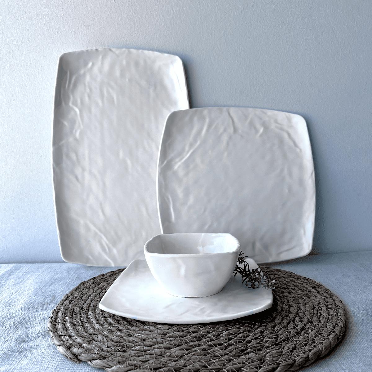 Plato Melamina Rectangular Blanca 20x33 Cm Línea Carre