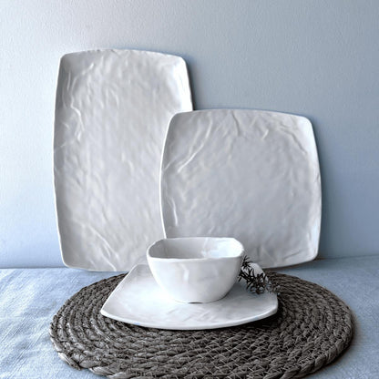 Plato Melamina Rectangular Blanca 20x33 Cm Línea Carre
