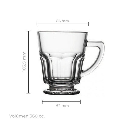 Set De 6 Taza De Te 270 Cc. Con Mango Casablanca