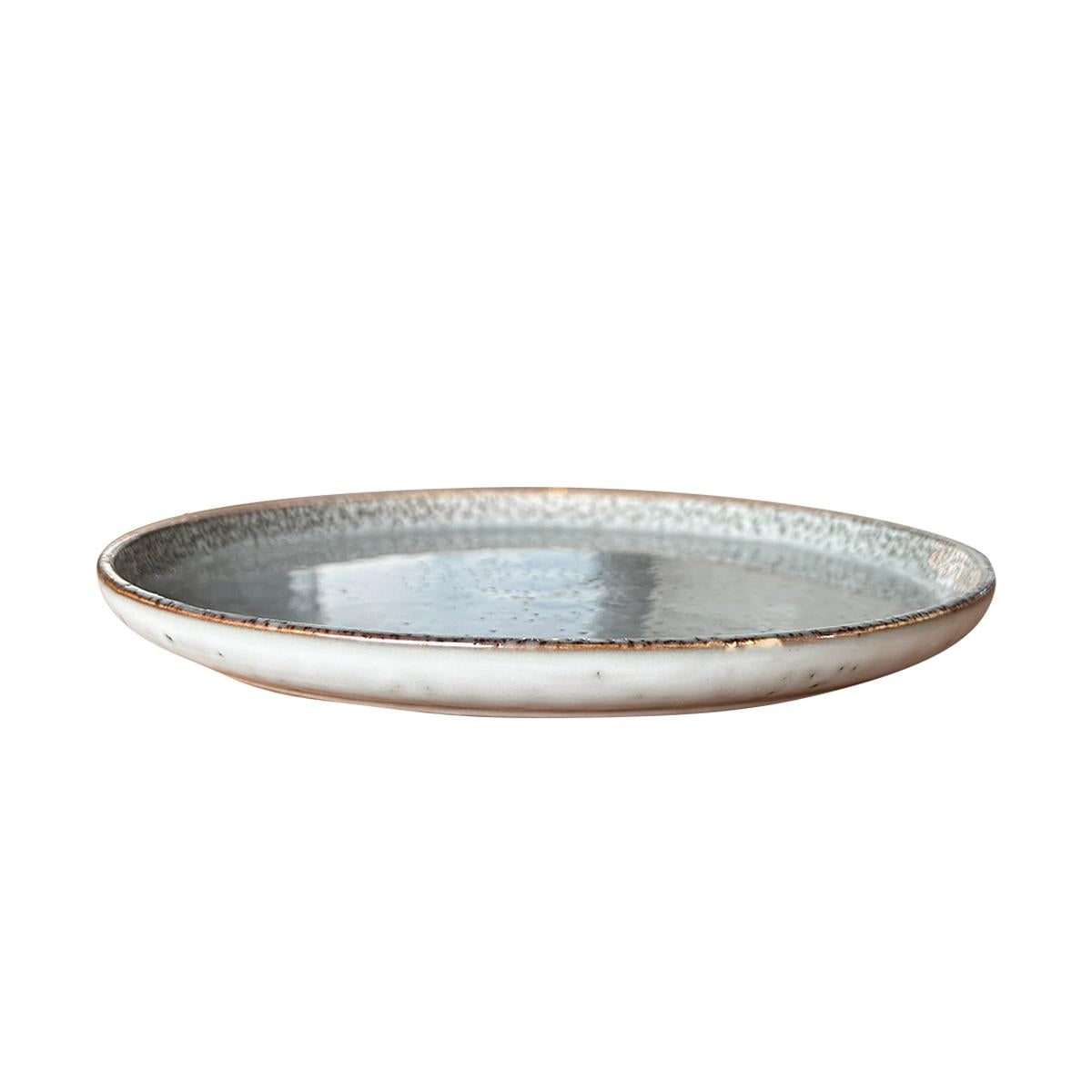 Set 6 Platos Redondo Ceramica 22 Cm Gris Linea Oslo