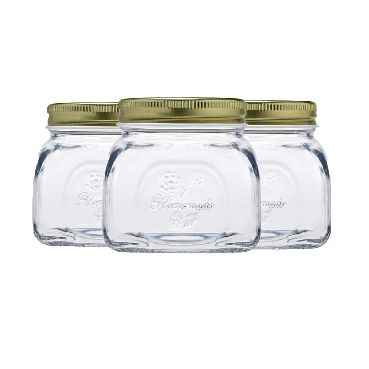 Set De 3 Frascos Con Tapa De Metal 300 Ml
