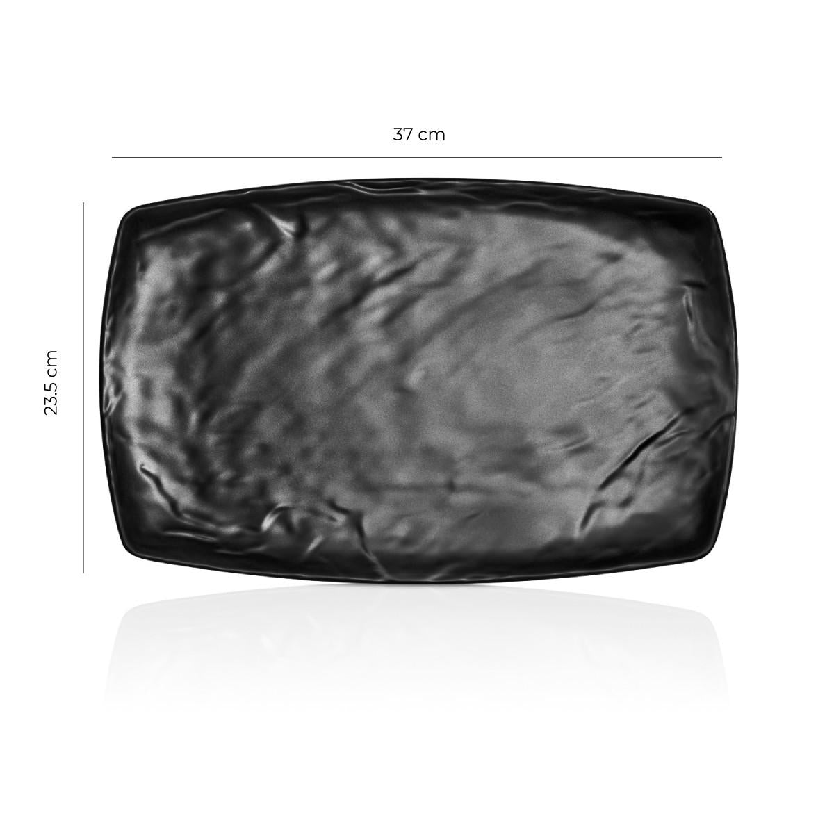 Plato Melamina Rectangular Negra 23.5x37 Cm Línea Carre