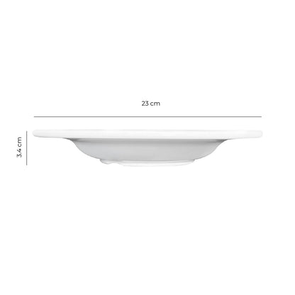 Plato Melamina Hondo Borde Grueso Blanca 23 Cm Línea Clásica
