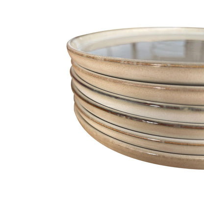 Set 6 Platos Redondo Ceramica 22 Cm Beige Linea Oslo