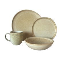 Set Vajilla 24 Piezas Cerámica Arena Línea Rustica Con Mug