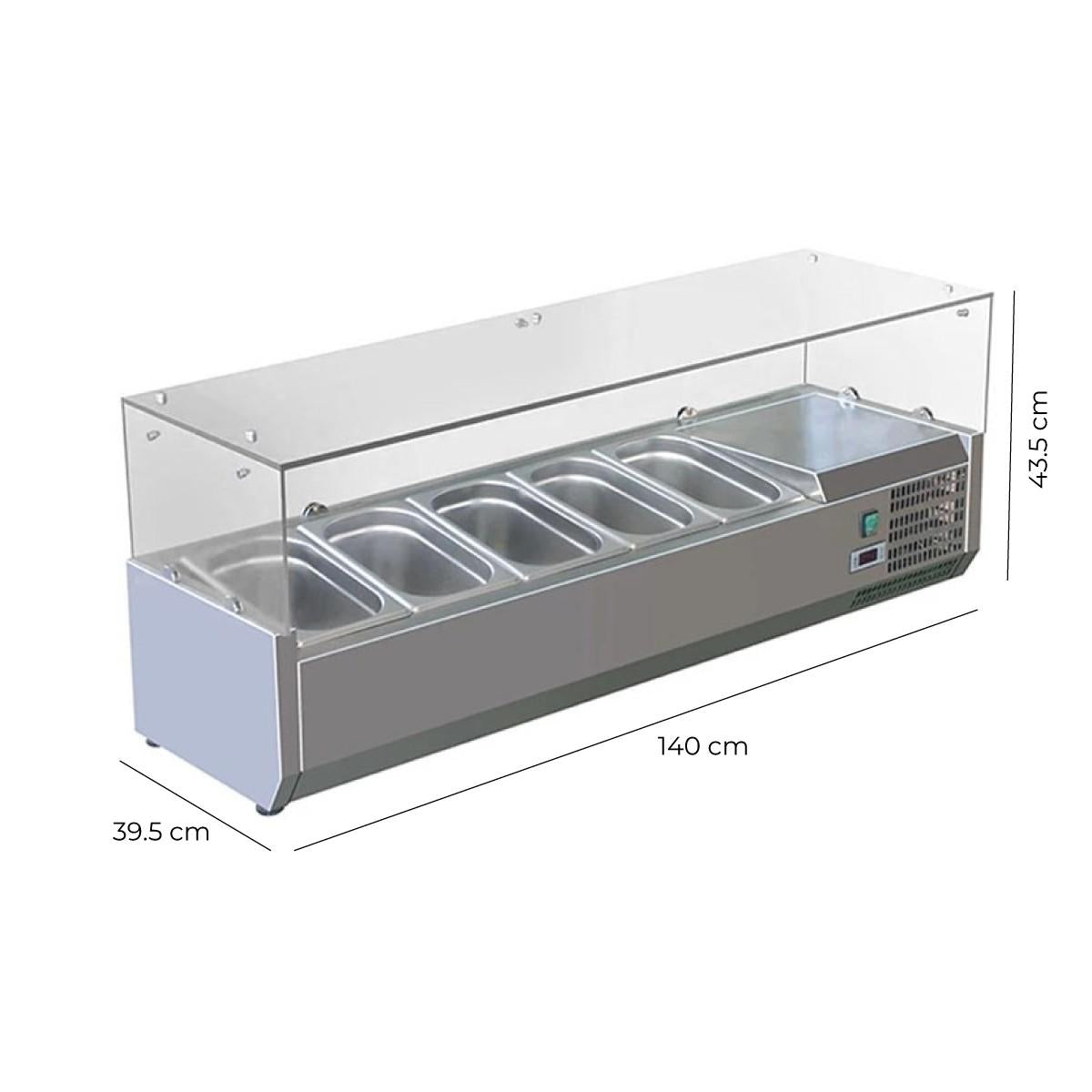Vitrina Preparación Refrigerada Sobremesa 140 Cm Norkalt
