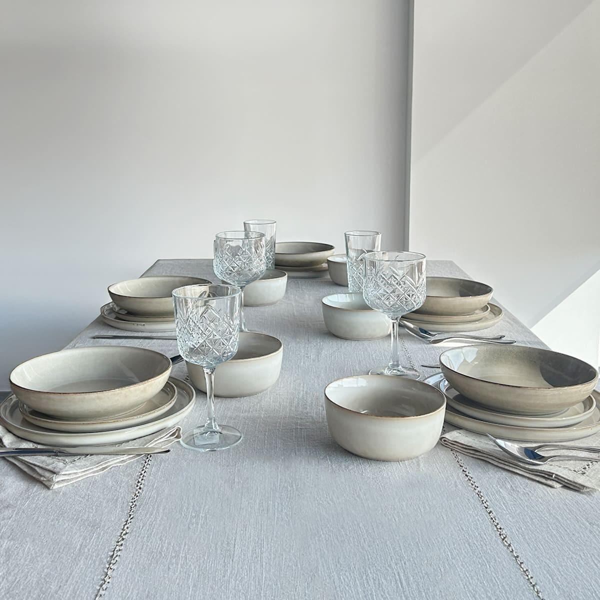 Set 6 Platos Redondo Ceramica 22 Cm Beige Linea Oslo