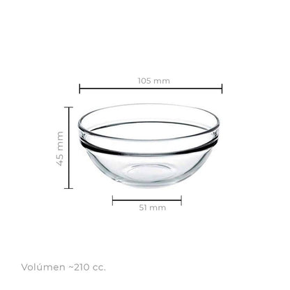 Set De 6 Bowl Vidrio Templado 10.5 Cm.