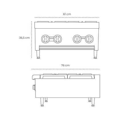 Anafe Industrial a Gas 4 Quemadores Modelo GH-4S Volter