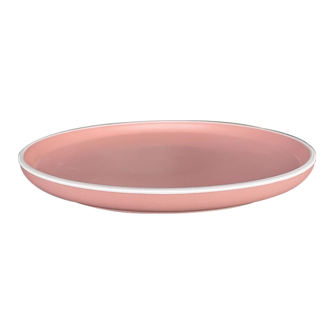 Plato Principal Cerámica Rustica 27 Cm Rosado Línea Oslo