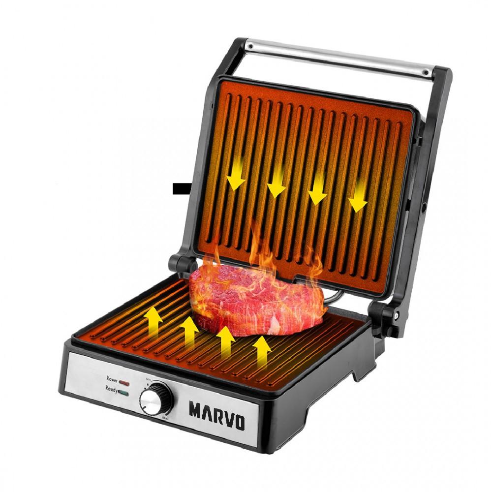 Plancha Doble Contacto Grillada Marvo