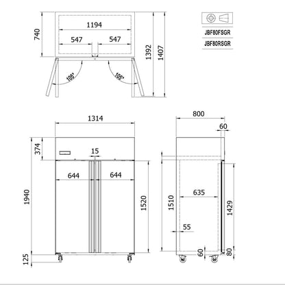 Congelador Vertical 2 Puertas Solidas 1100 Litros Interior Estampado Norkalt