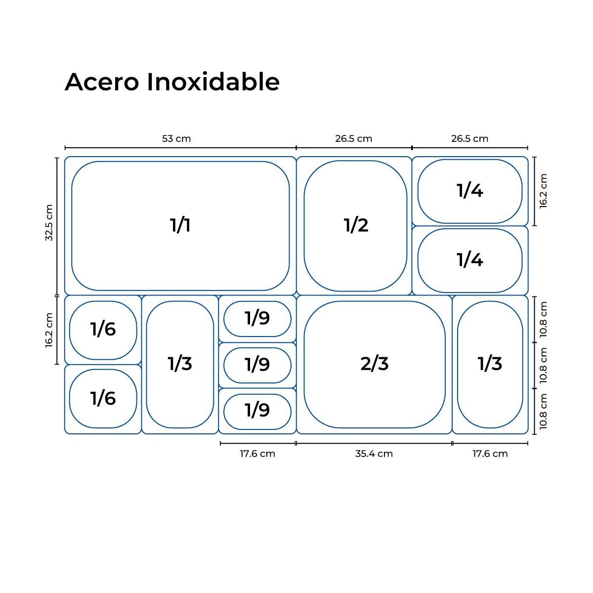 Contenedor Gastronomico Acero Inoxidable GN 1/2 x 4 Cm